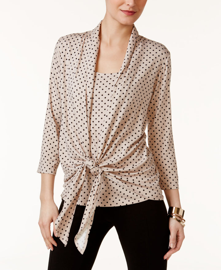 NY Collection Layered Look Draped Blouse