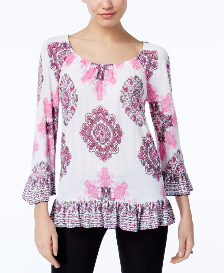INC International Concepts Ruffled Peasant Top
