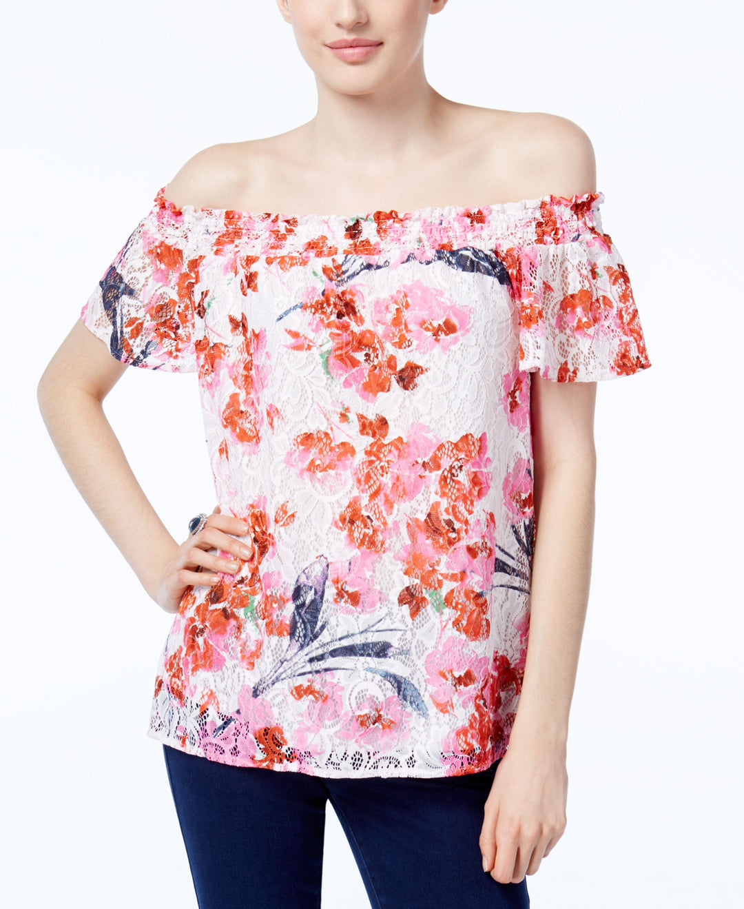 INC International Concepts Off The Shoulder Lace Top