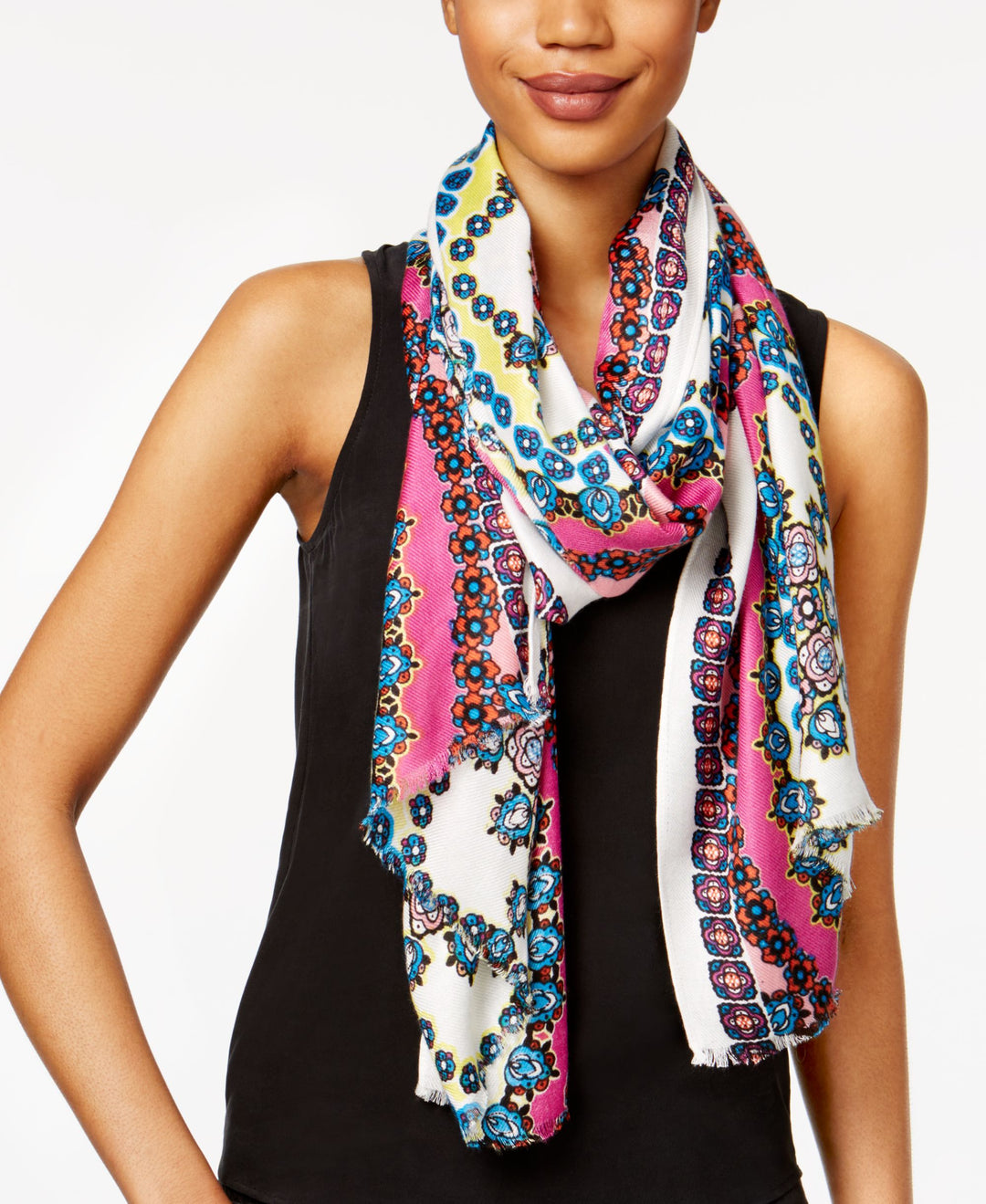INC International Concepts Printed Wrap Scarf In One