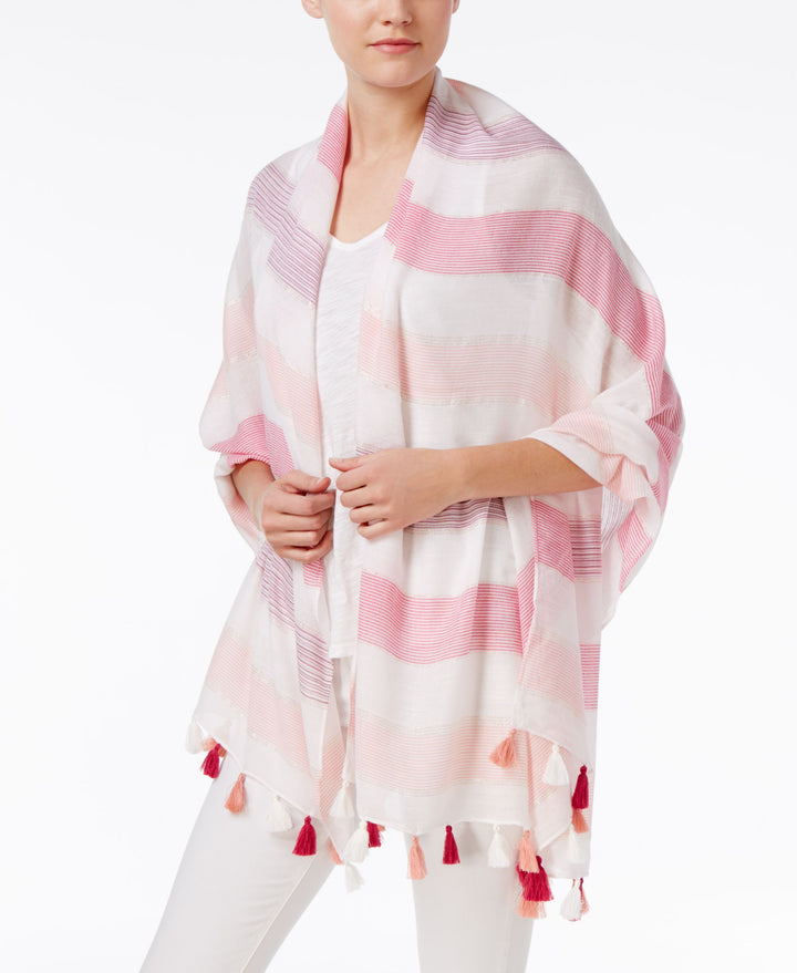 INC International Concepts Striped Tassel Wrap Scarf In One