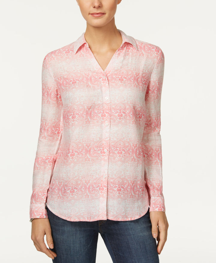 Charter Club Linen Printed Blouse