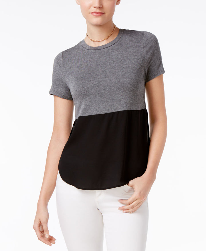 BAR III Short Sleeve Contrast Top