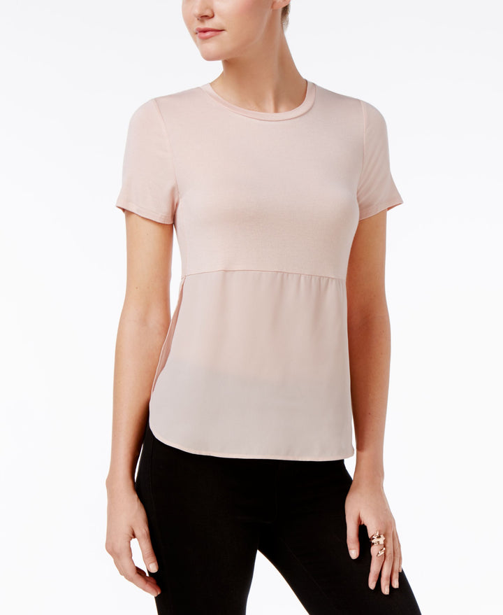 BAR III Short Sleeve Contrast Top