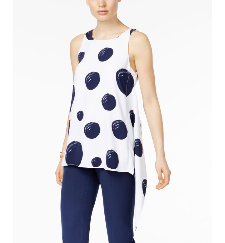 Alfani Petite Dot Print Asymmetrical Top