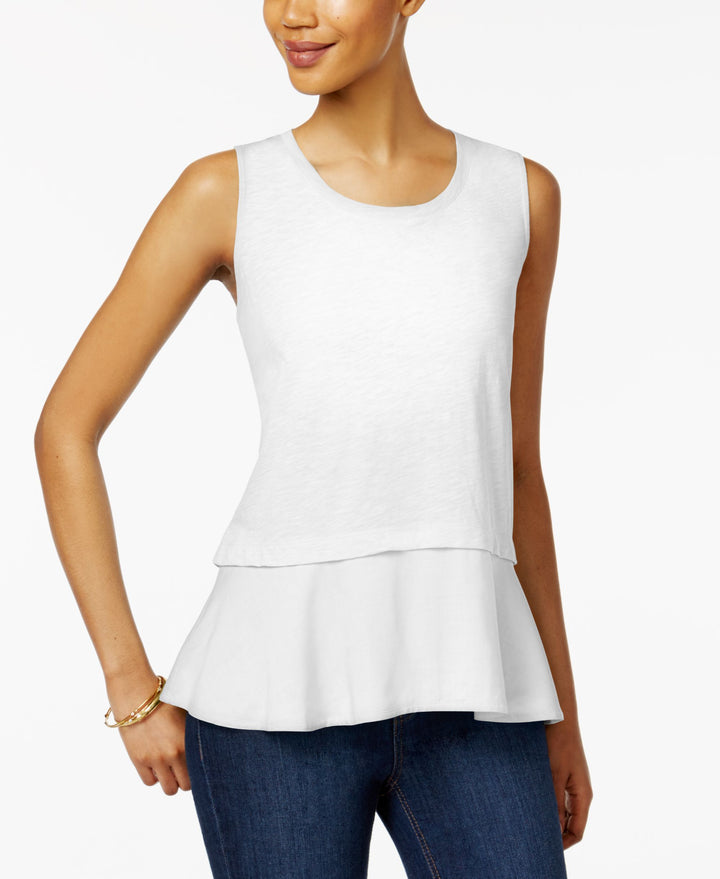 Style & Co Cotton Peplum Hem Top