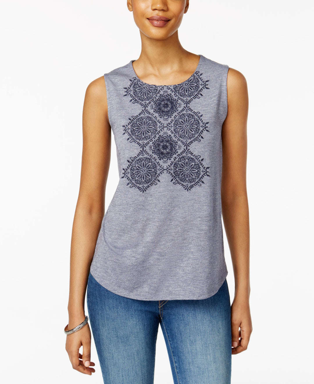 Style & Co Petite Embroidered Tank