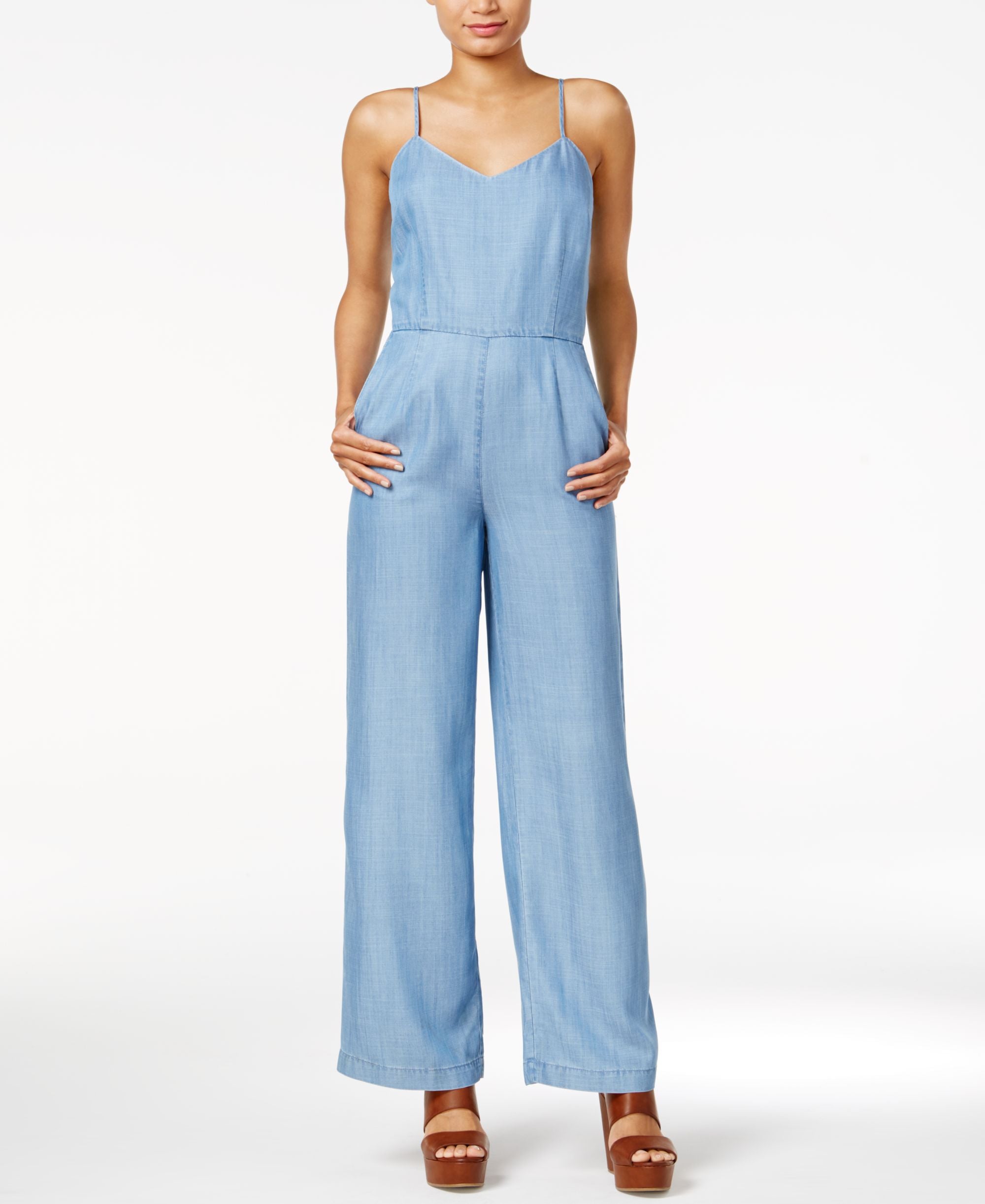 Maison Jules Sleeveless Chambray Jumpsuit
