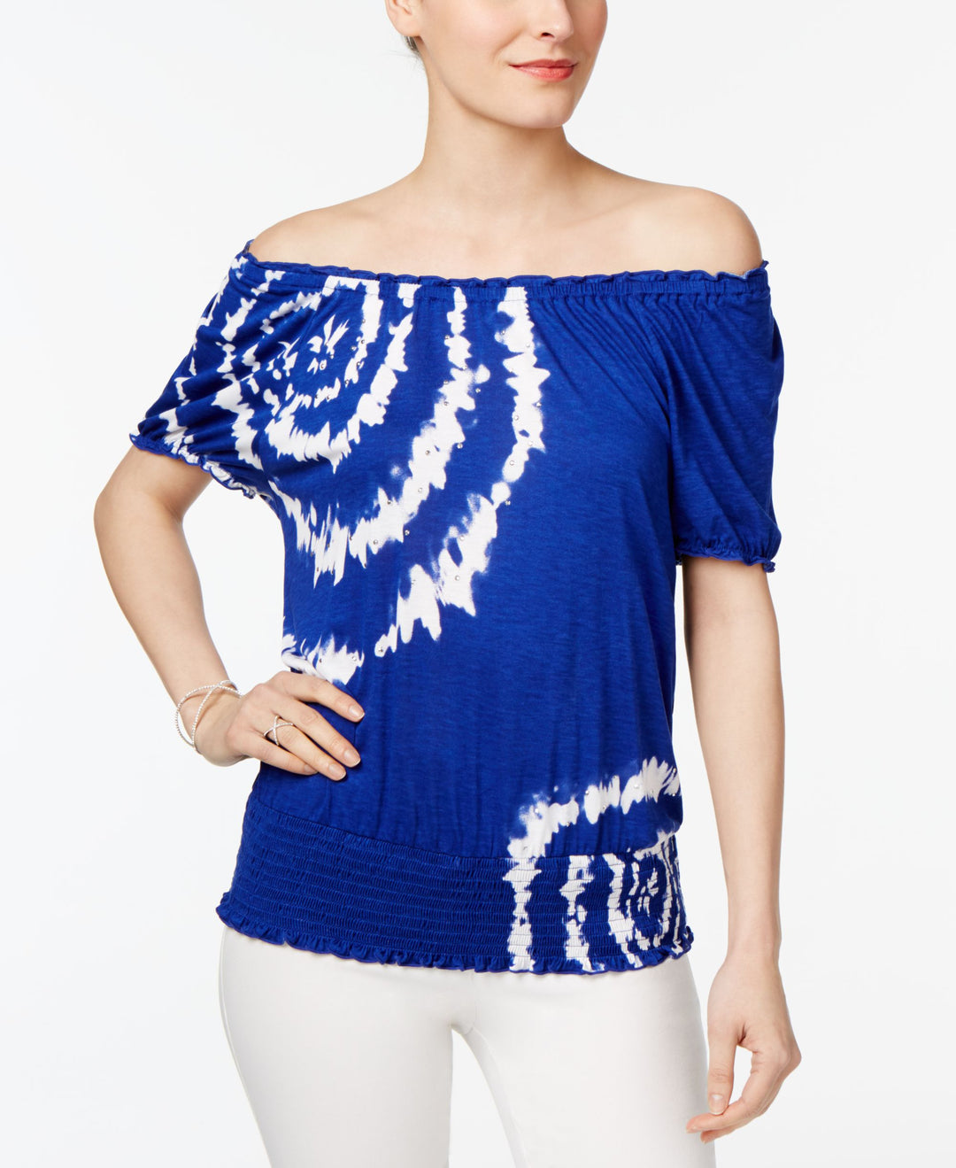 INC International Concepts Tie Dyed Peasant Top