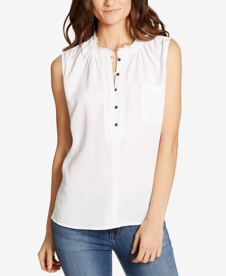 William Rast Fringe Trim Textured Star Shirt