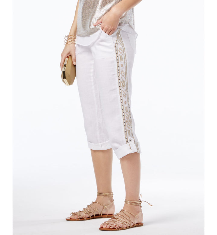 INC International Concepts Linen Embroidered Curvy Fit Pants