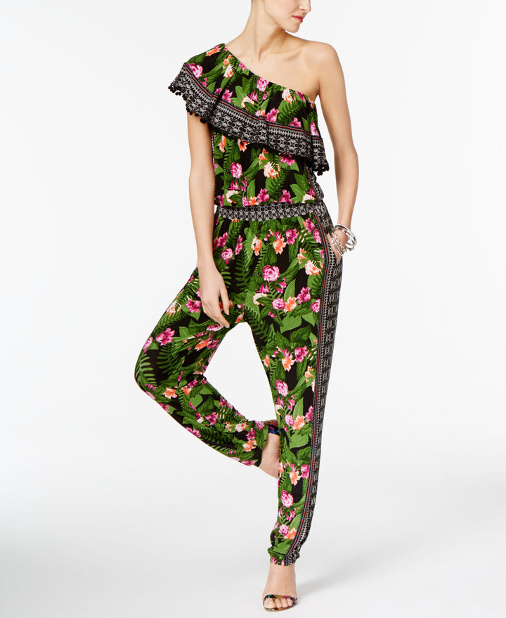 INC International Concepts Petite Printed One Shoulder Jumpsuit