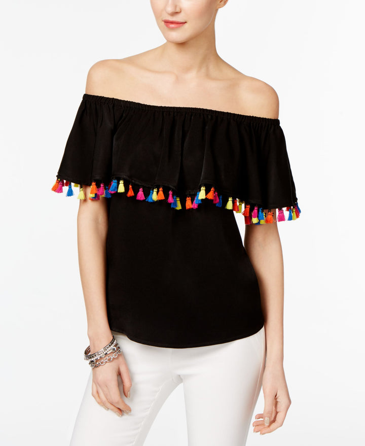 INC International Concepts Petite Tassel Trim Off The Shoulder Top