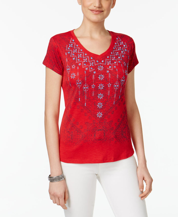 Style & Co Petite Embroidered Graphic T-Shirt