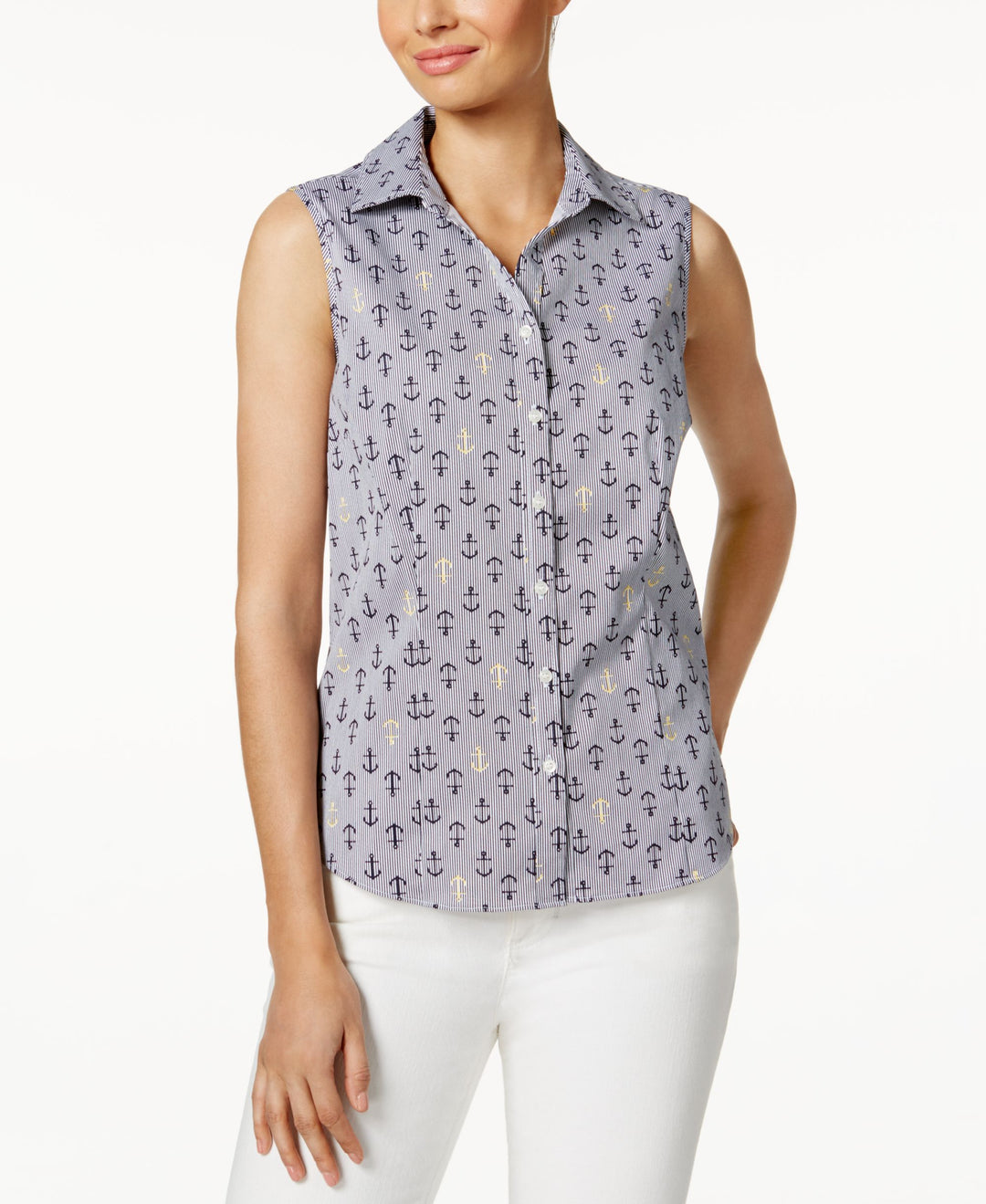Charter Club Petite Anchor Print Shirt