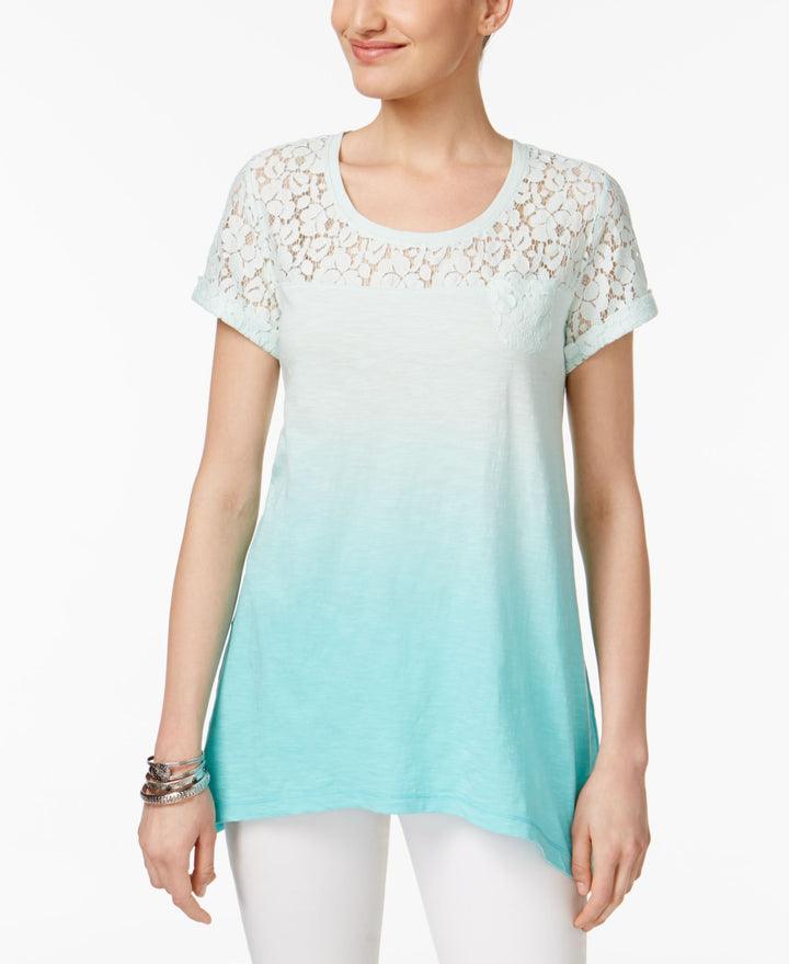 Style & Co Lace Yoke Ombre Top