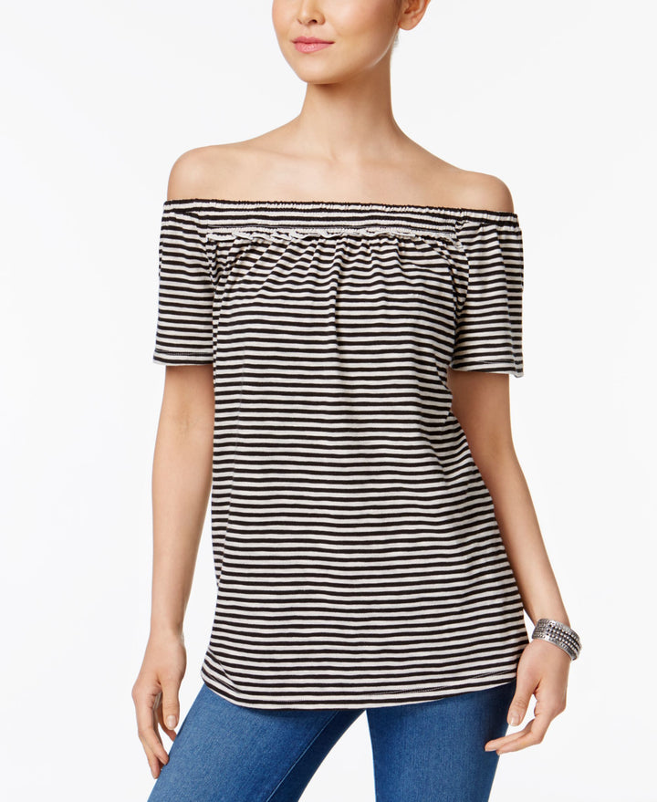 Style & Co Striped Off The Shoulder Top