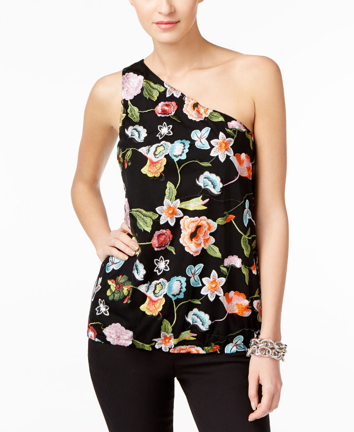 INC International Concepts Petite Embroidered One Shoulder Top