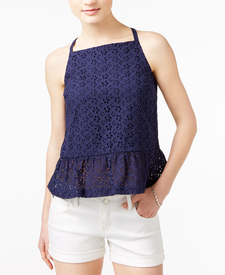 Maison Jules Eyelet Peplum Top