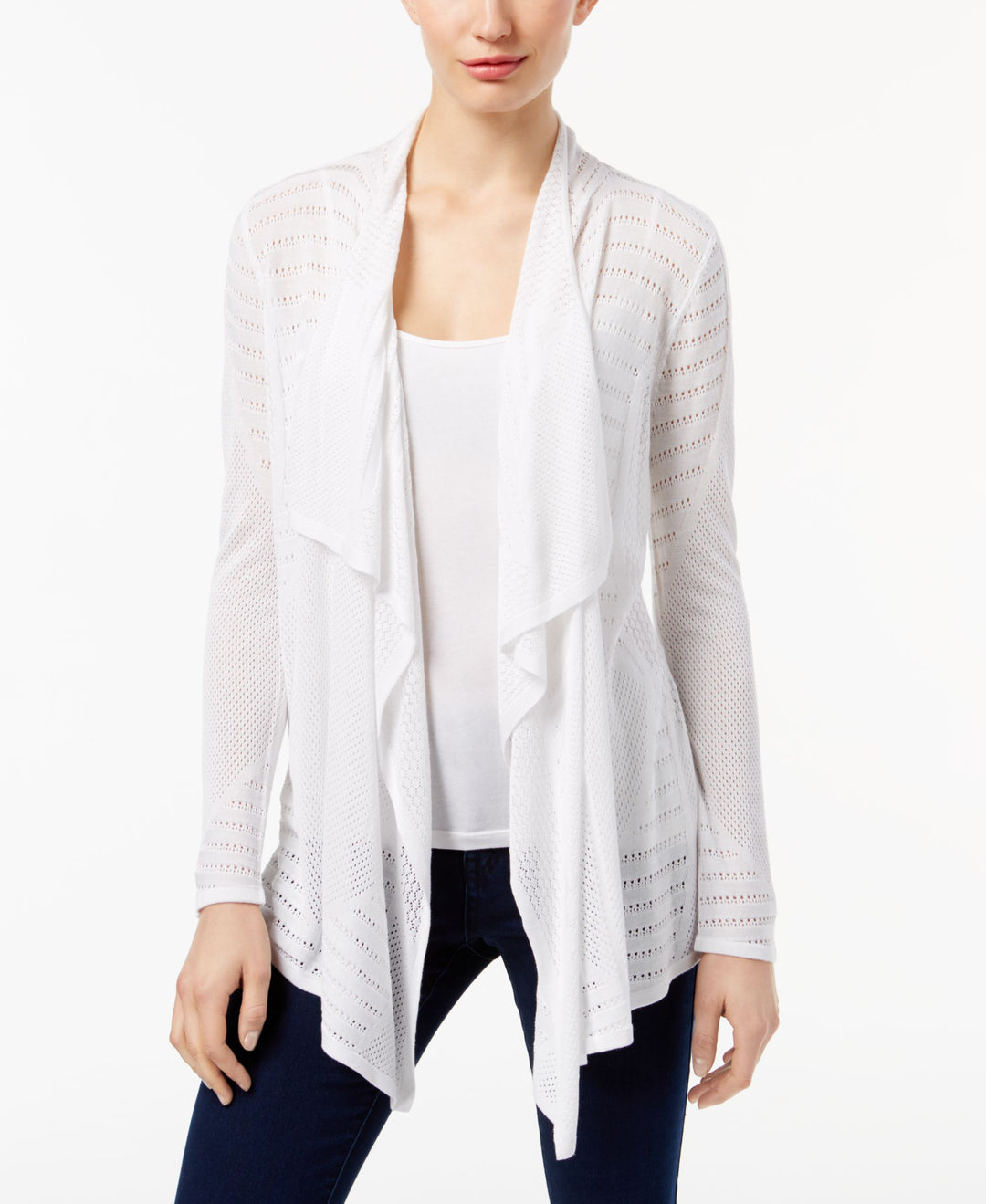 Petite Pointelle Draped Cardigan