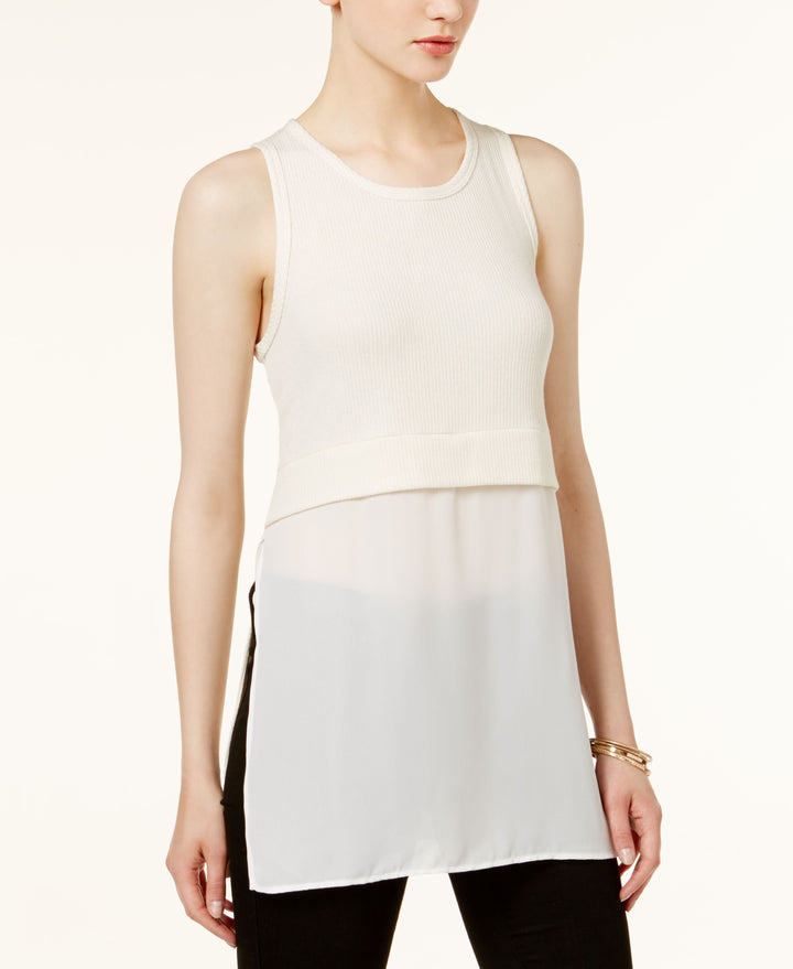 BAR III Mixed Media Ribbed Top