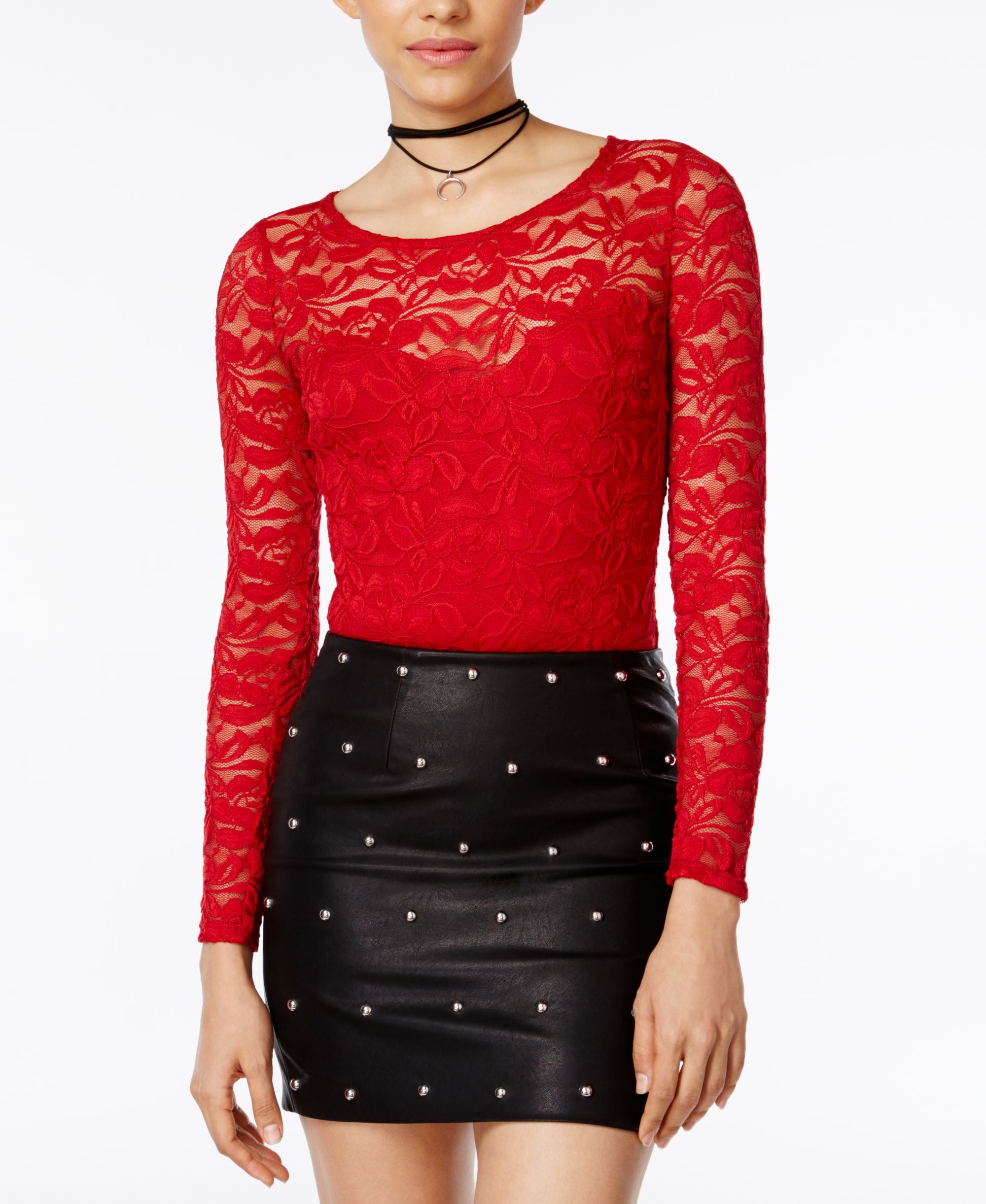 Material Girl Juniors Illusion Lace Bodysuit