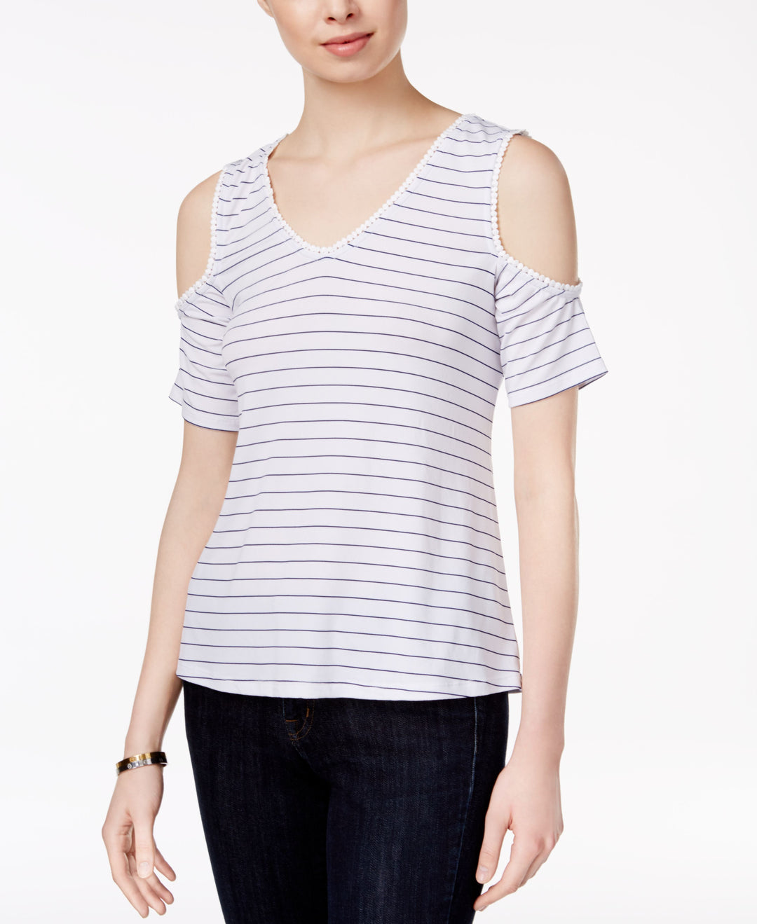 Maison Jules Crisscross Back Cold Shoulder Top