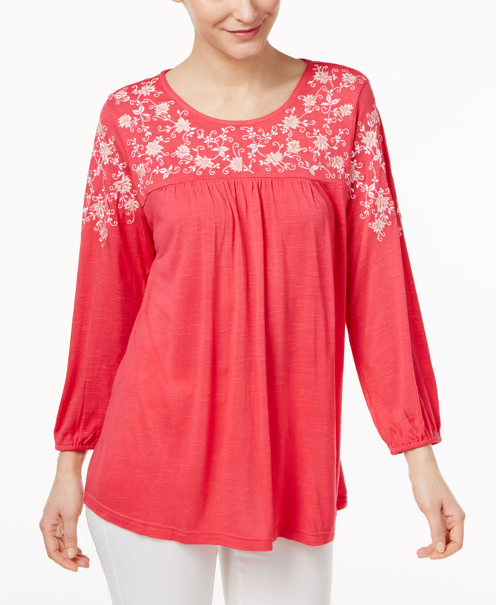 NY Collection Embroidered Blouse