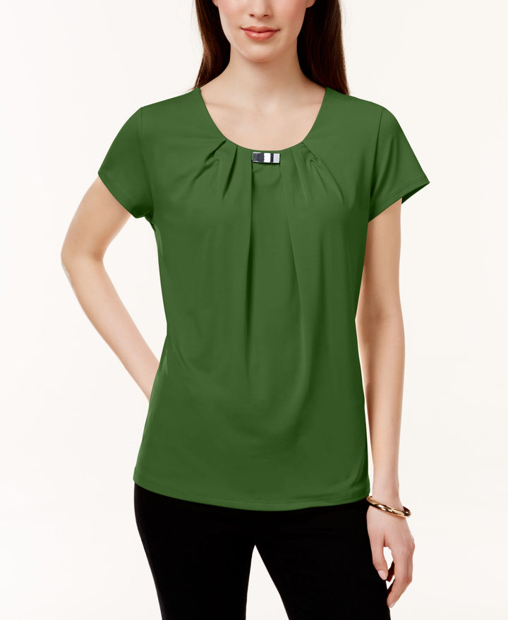 NY Collection Pleated Hardware Trim Top