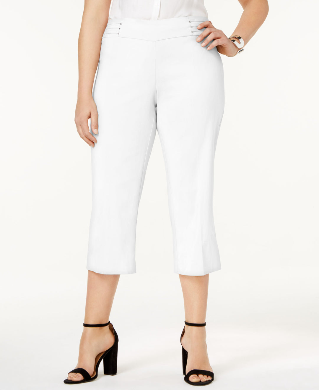 Plus Size Tummy Control Pull-On Capri Pants
