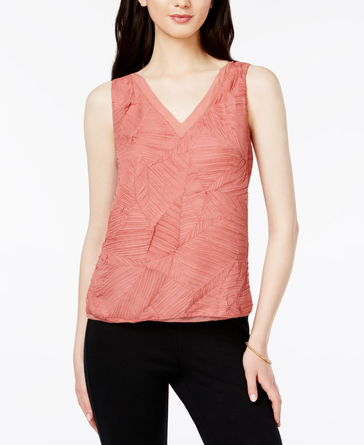 BAR III Textured V Neck Top