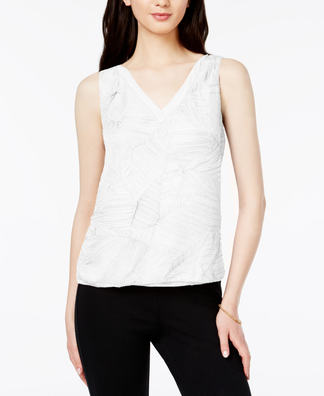 BAR III Textured V Neck Top
