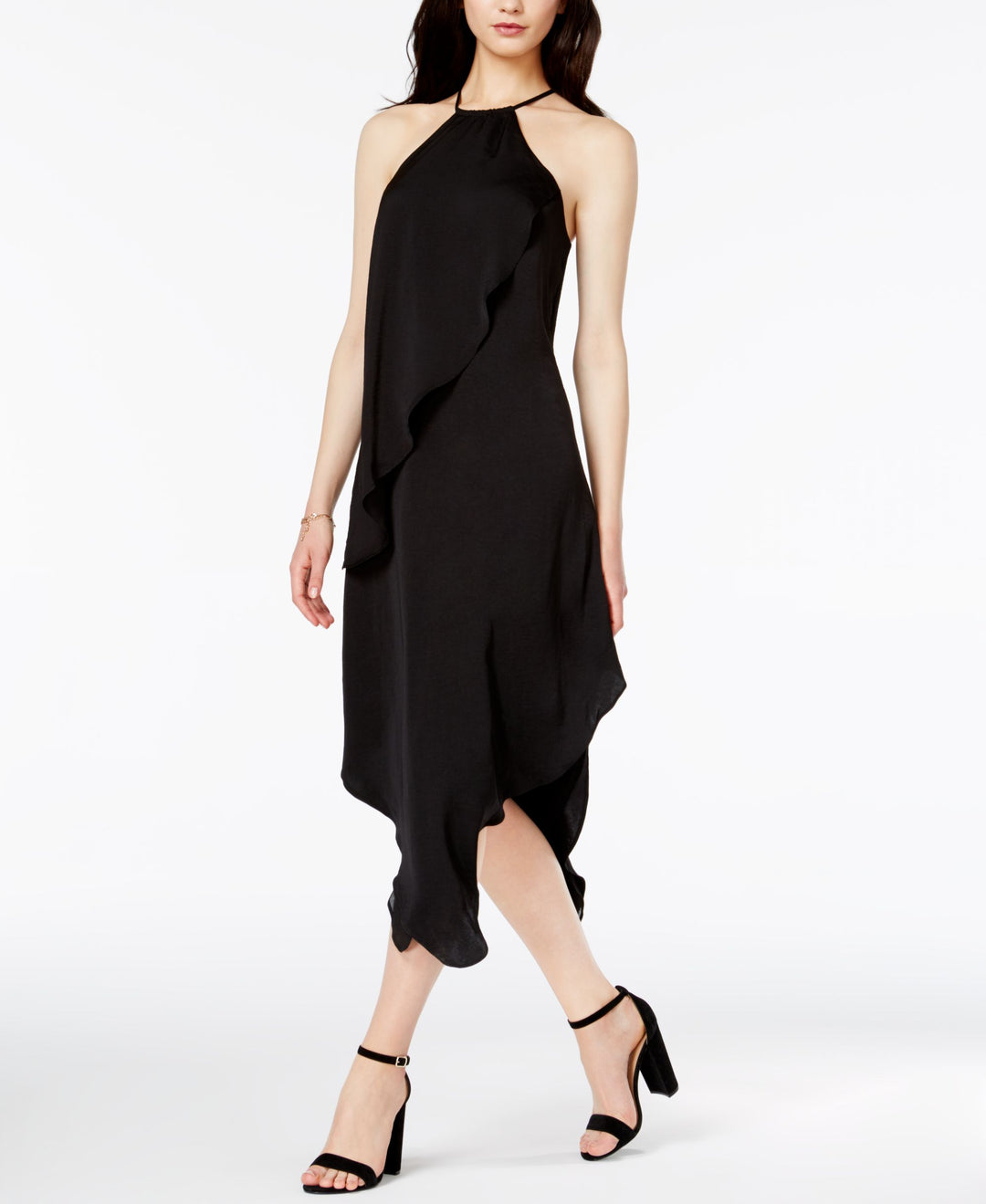 Bar III Womens Draped Asymmetrical Dress, Black, Large Bar III Womens Draped Asymmetrical Dress, Black, Large