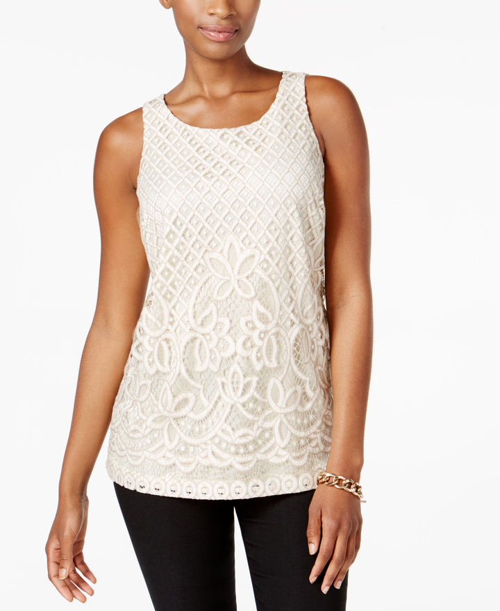 Charter Club Petite Embroidered Mesh Top