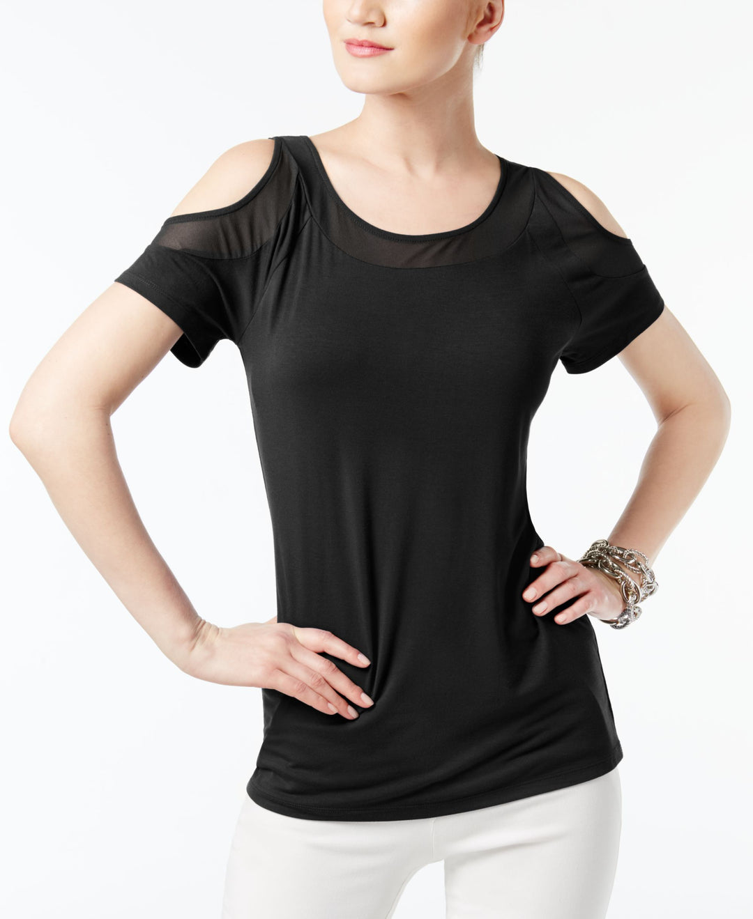 INC International Concepts Illusion Cold Shoulder Top