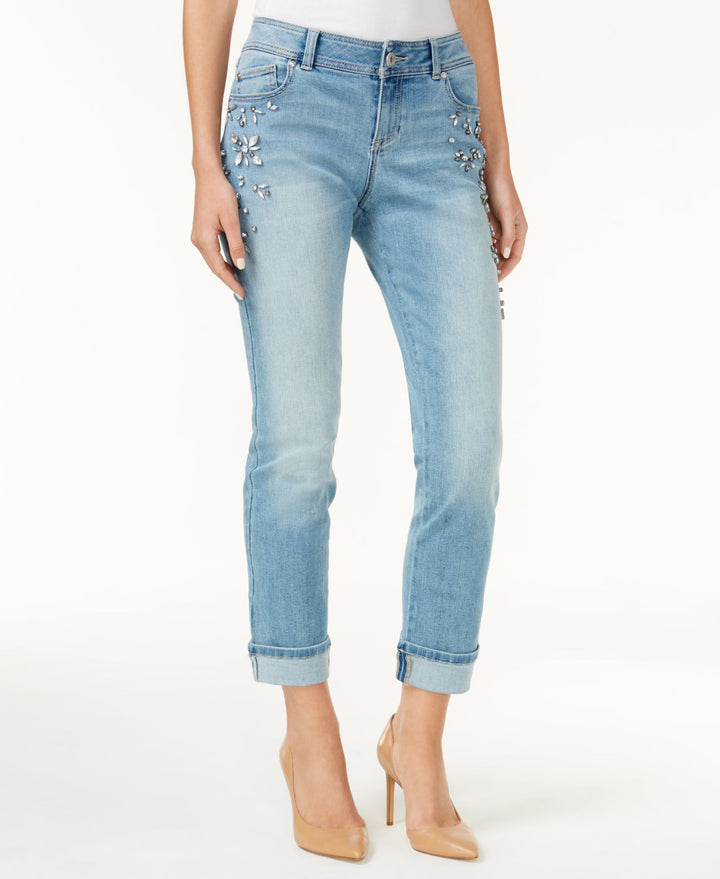 INC International Concepts Curvy Fit Embellished Cuffed Jeans