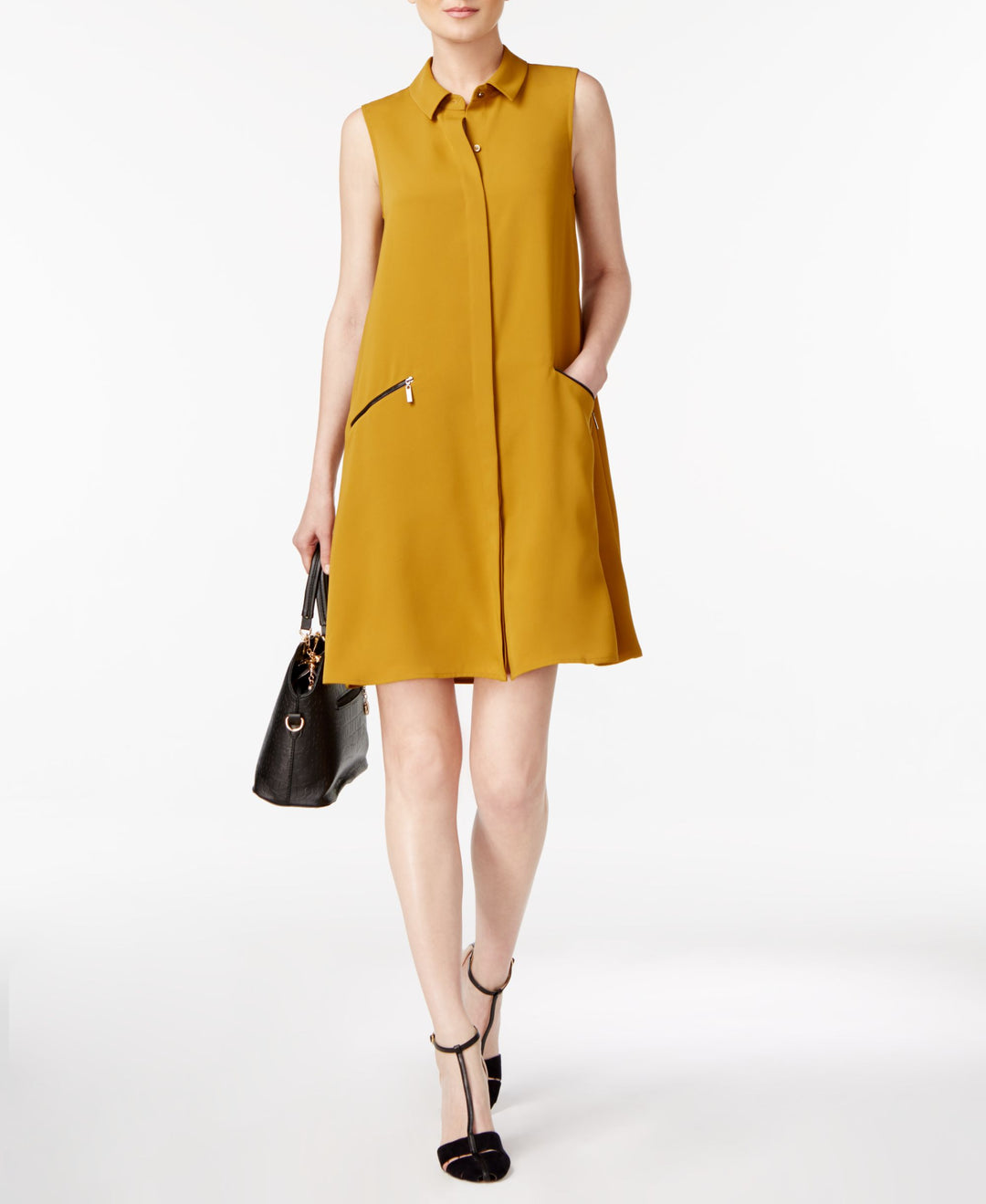 Alfani Zip Pocket A Line Shirtdress