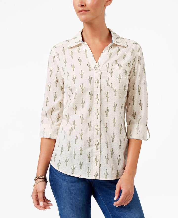 Style & Co Petite Cotton Printed Shirt