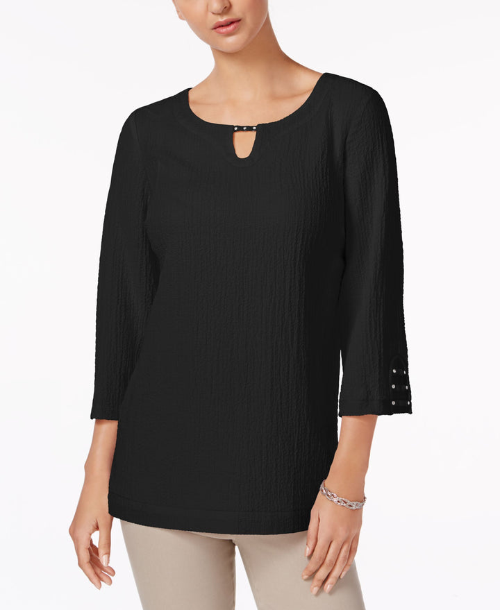 JM Collection Textured Keyhole Tunic