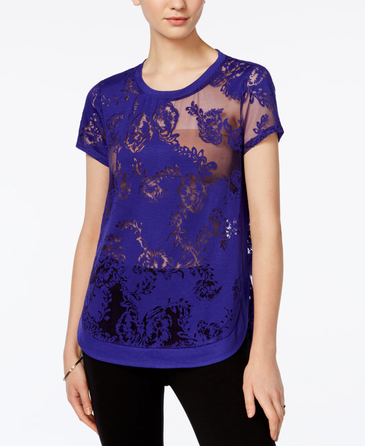 Bar III Burnout Lace T-Shirt