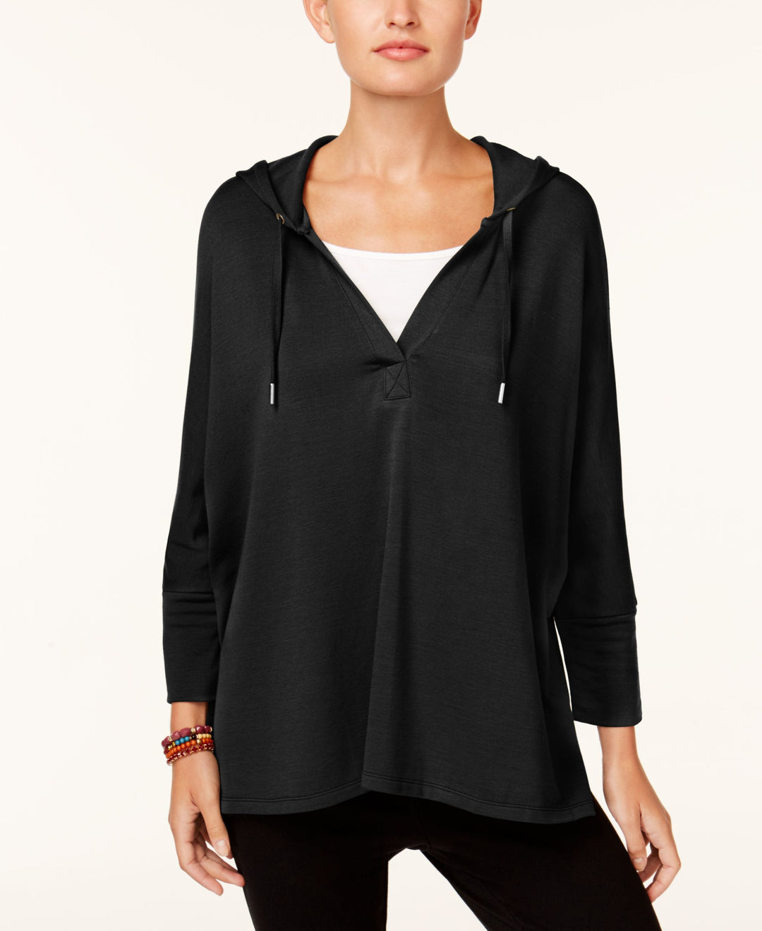 Petite 3/4-Sleeve Hooded Top