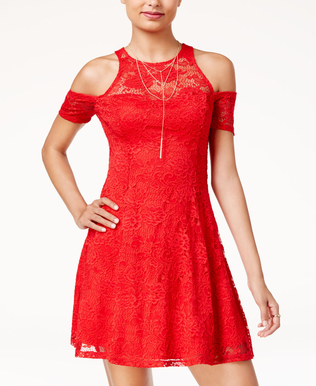 Material Girl Juniors Cold Shoulder Fit Flare Dress