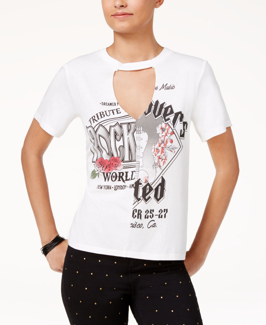 Material Girl Juniors Rock Cutout Graphic T-Shirt