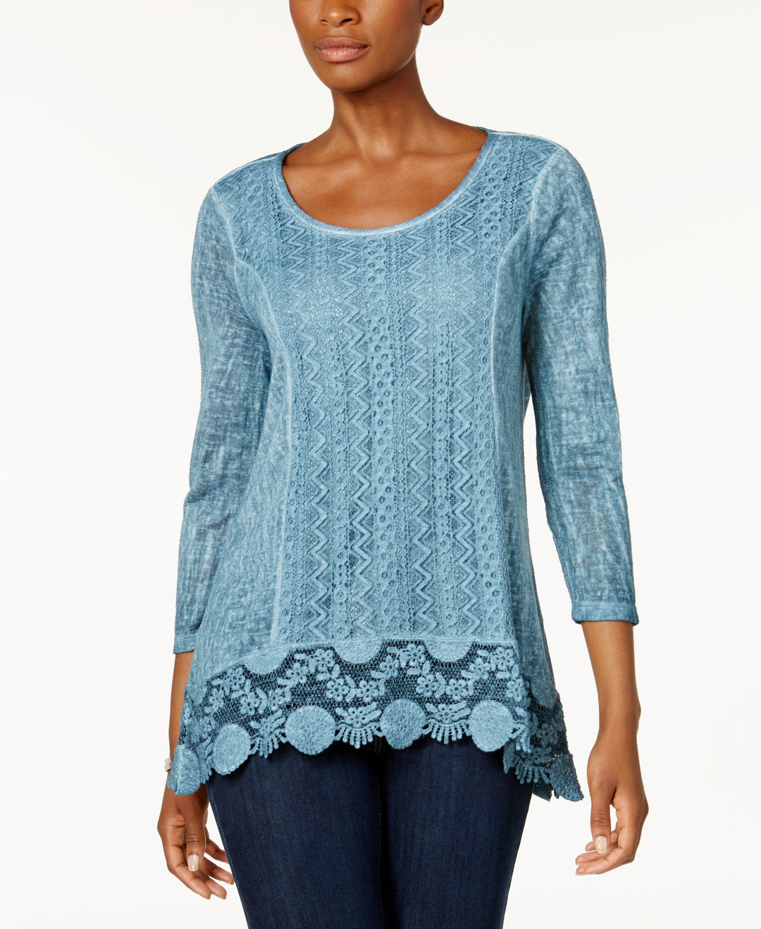 Style & Co Crochet Hem Top