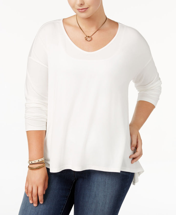 Say What Trendy Plus Size Long Sleeve Swing Top