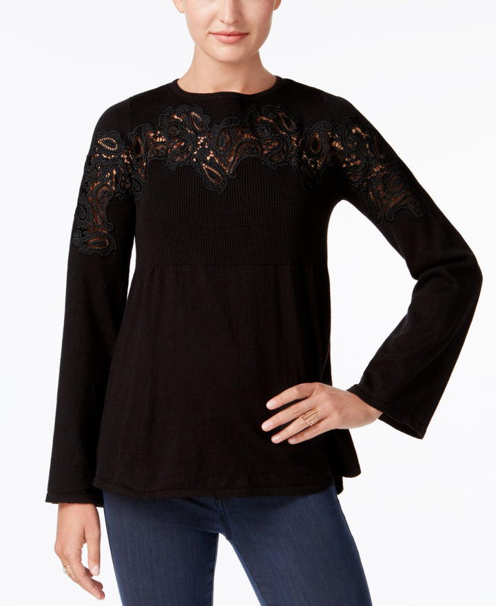 Style & Co Petite Lace Babydoll Sweater