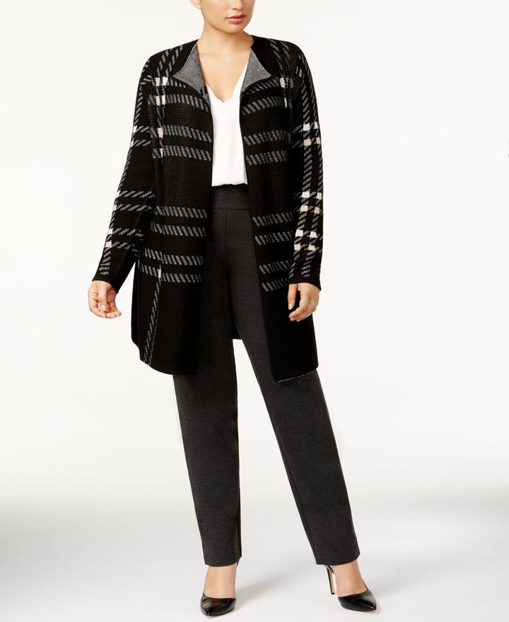 Charter Club Plus Size Plaid Open Front Duster Cardigan