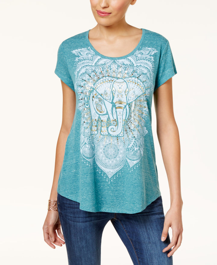 Style & Co Graphic Shirttail Hem T-Shirt