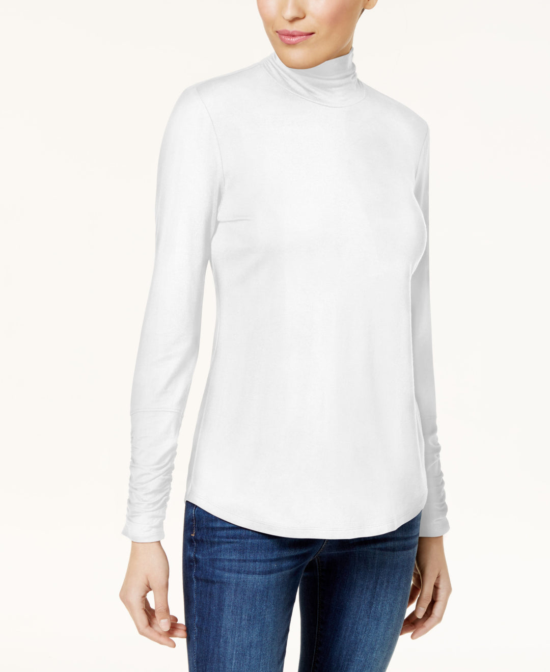 Style & Co Ruched Mock Neck Top