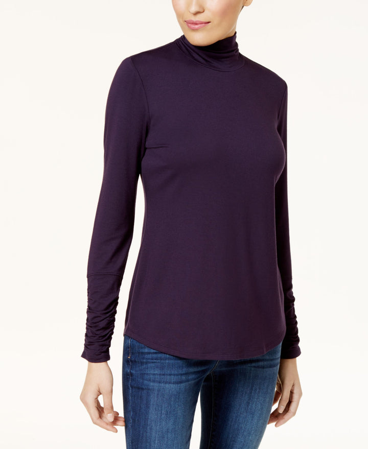 Style & Co Ruched Mock Neck Top